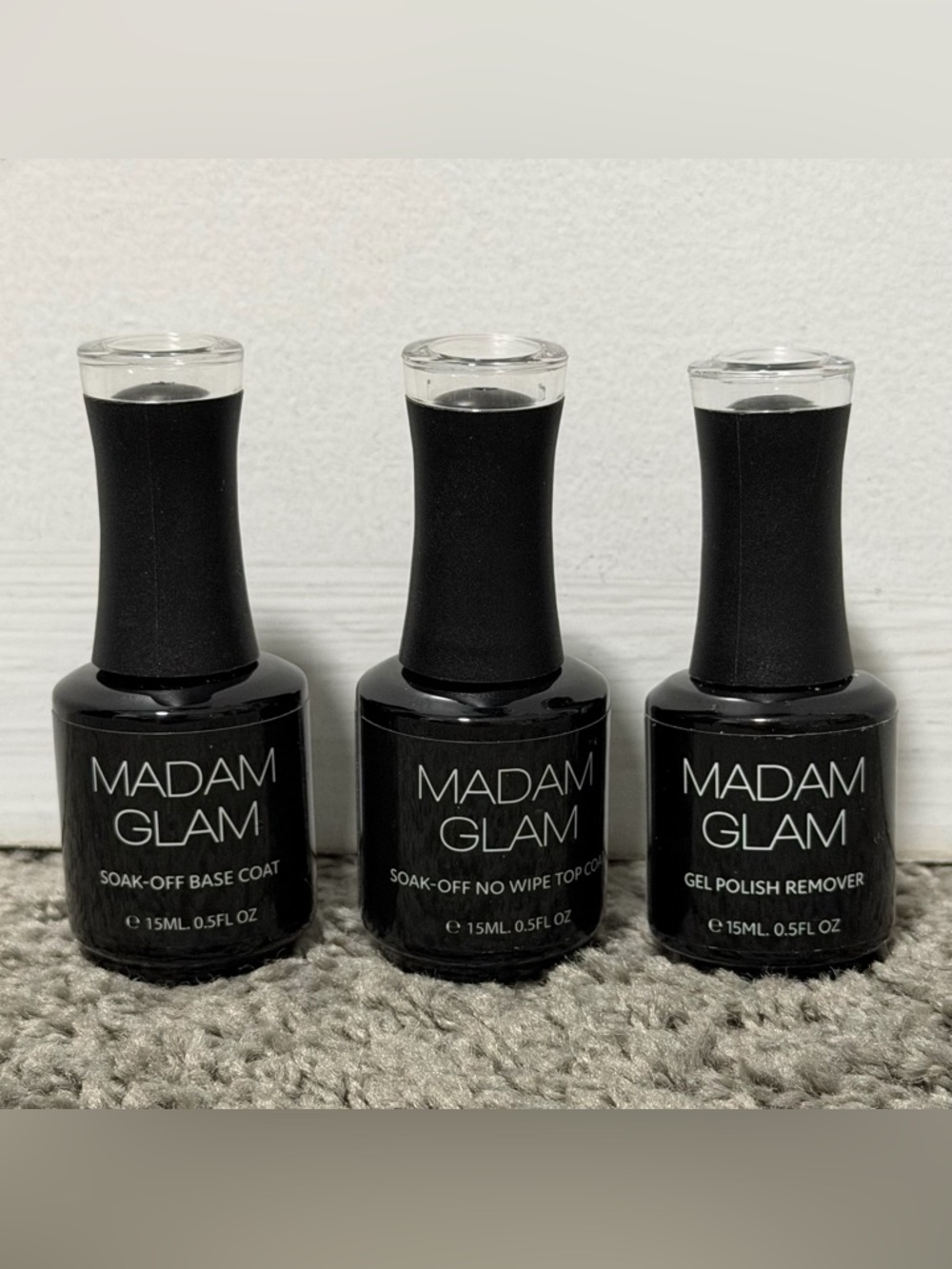 Madam Glam Gel Nail Polishes | Base Coat | Top Coat | Remover | Set of 3